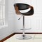 Armen Living Butterfly Adjustable Height Swivel Black Faux Leather and Walnut Wood Bar Stool with Chrome Base LCBUBAWABL - alternate 4